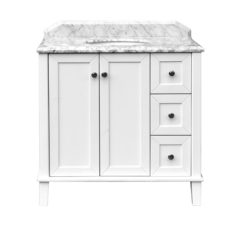 Coventry 90 X 55 Satin White Vanity With Real Marble Top Ceramic Undercounter Basin