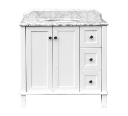 Coventry 90 X 55 Satin White Vanity With Real Marble Top Ceramic Undercounter Basin