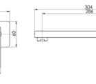 Ra764 Radii Wall Mixer Set 280mm Line Drawing 1 3