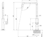 115 7300 Mekko Sink Mixer 190mm Squareline Line Drawing