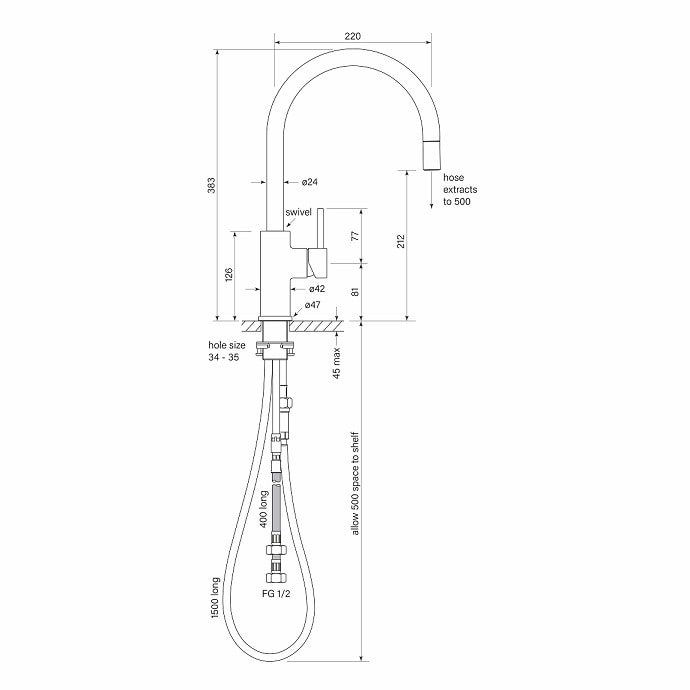 Faucet Pegasim Sink Mixer Curve Pullout Specs