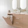 Glacier Hamper Vanity 1500 Dbl Coastal Oak Frost Open Shot 5x4 Web